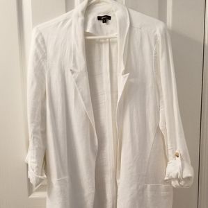 Linen-blend Rolled Up Sleeve Blazer